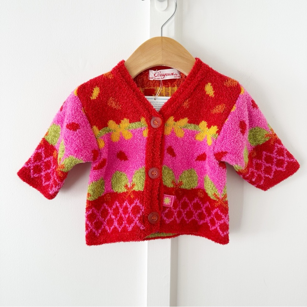 CLAYEUX red chenille cardigan